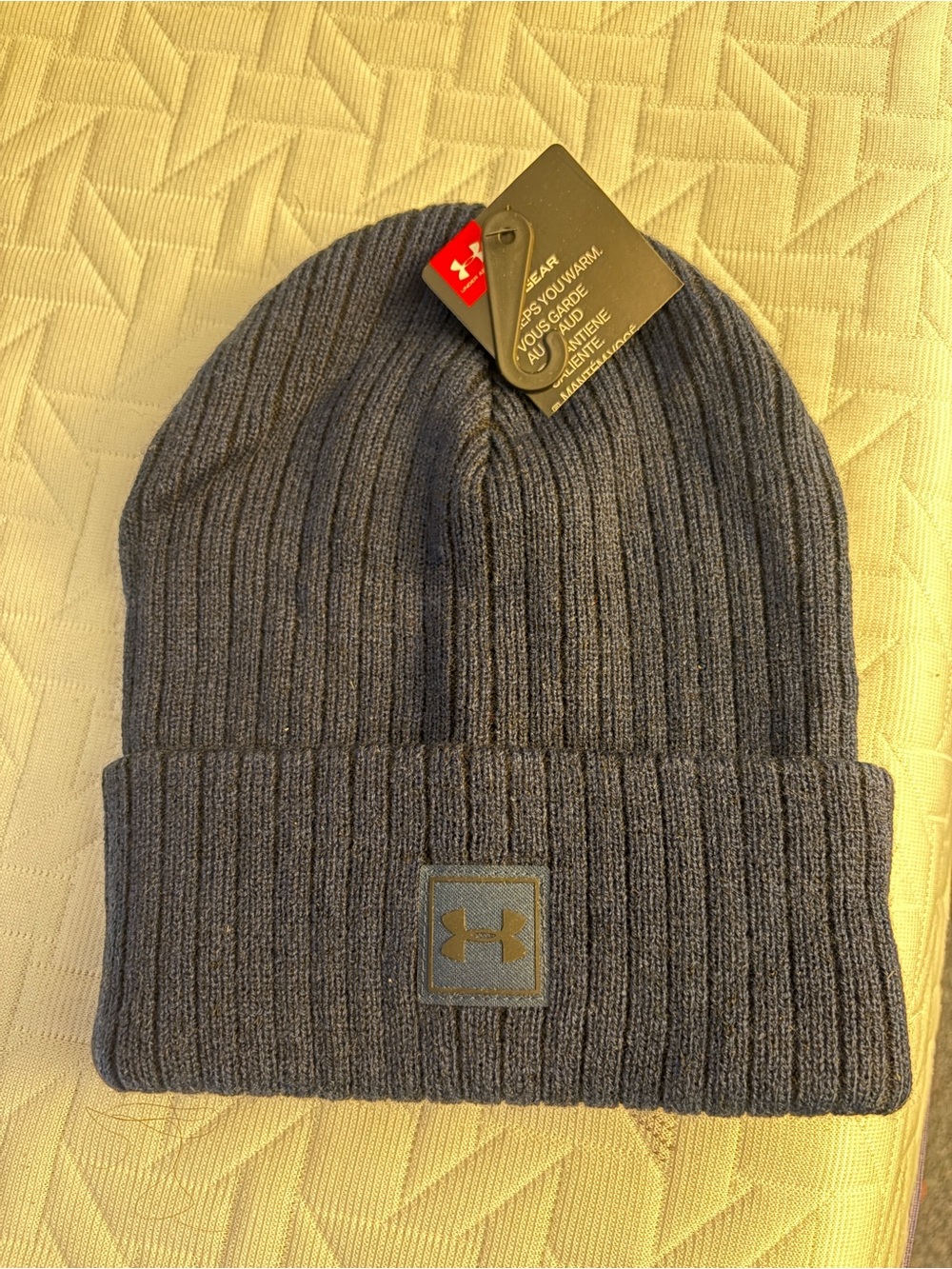Under Armour Unisex Ribbed Knit Beanie in Heather Navy